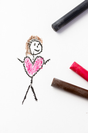 oil pastels child drawingの写真素材