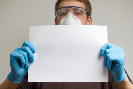 craftsman with plain paper sheetの写真素材