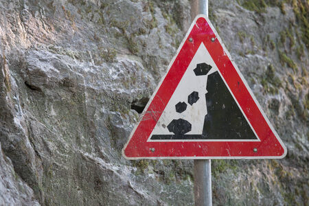 danger rockfall signの写真素材