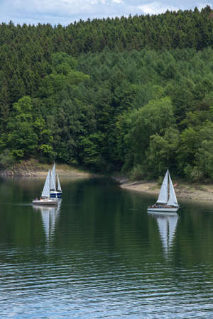 sailboats on a lakeの写真素材