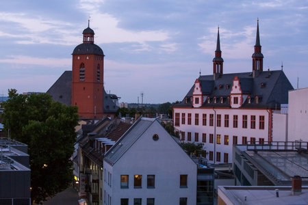 mainz rooftops in the eveningの写真素材