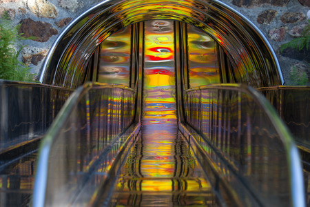 big metal children slidesの写真素材