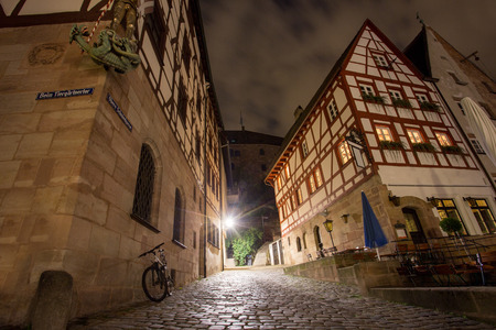 albrecht duerer place nuernberg at nightのeditorial素材