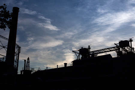 duisburg landschaftspark nord in the eveningの写真素材