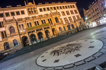 city hall wiesbaden at nightの写真素材