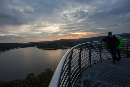 biggeblick lake viewpoint in attendorn germanyの写真素材