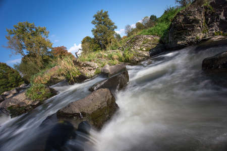 sieg river waterfall in schladern germany