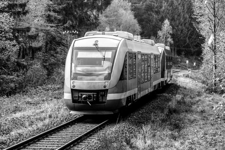 german autumn railway in black and whiteのeditorial素材