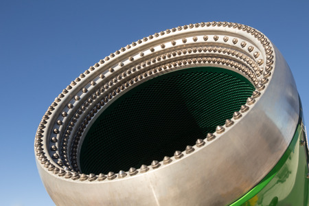 plain snow cannon in front of a blue skyの写真素材