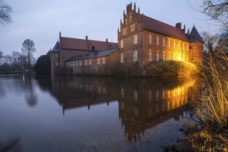 water castle herten germany in the eveningの写真素材
