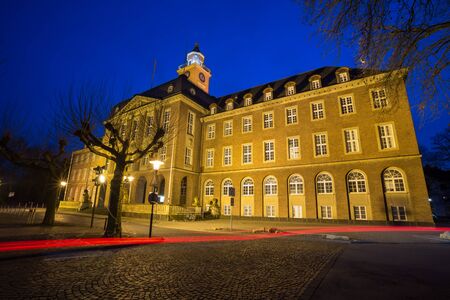 townhall herne germany at nightの写真素材
