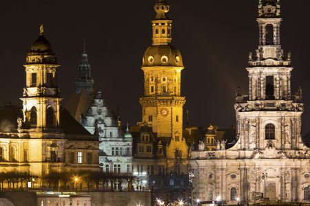 dresden germany at nightの写真素材