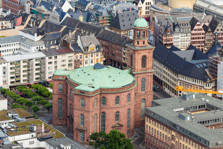 a church in frankfurt germany from aboveの写真素材
