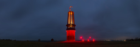 geleucht mining statue moers germany at night high definition panorama