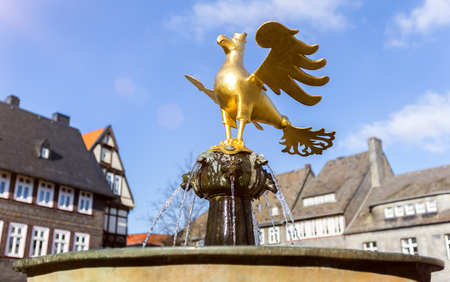 golden eagle statue goslar germanyの写真素材