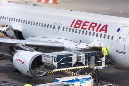 budapest, budapest/hungary - 24 04 18: iberia airways airplane at budapest airport hungaryのeditorial素材