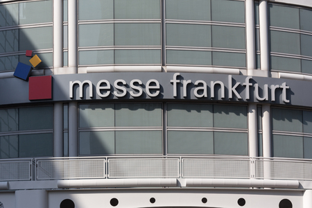 frankfurt, hesse/germany - 11 10 18: messe frankfurt sign in frankfurt germanyのeditorial素材