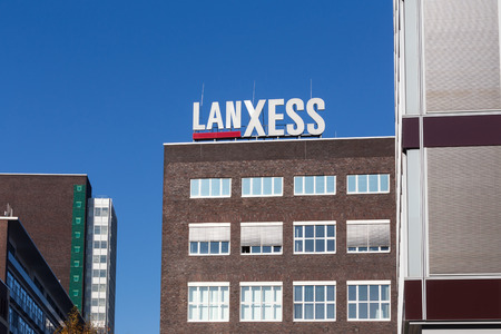 leverkusen, North Rhine-Westphalia/germany - 23 11 18: lanxess sign  in leverkusen germanyのeditorial素材