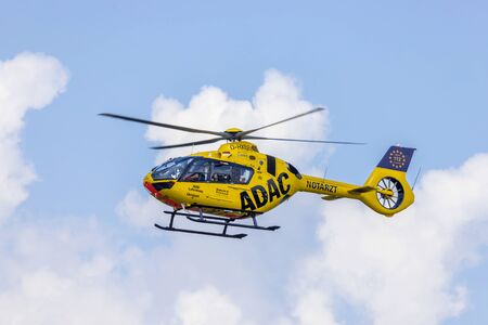 siegen, nrw/germany - 02 08 19: adac paramedic rescue helicopter near siegen germanyのeditorial素材
