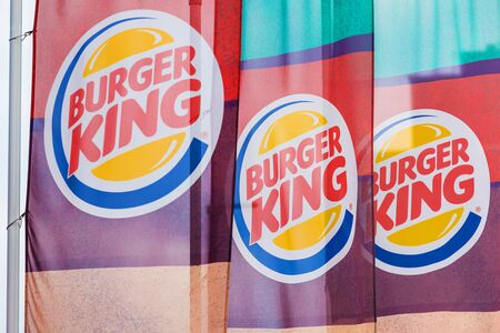 siegen, North Rhine-Westphalia/germany - 29 07 19: burger king flags in siegen germanyのeditorial素材
