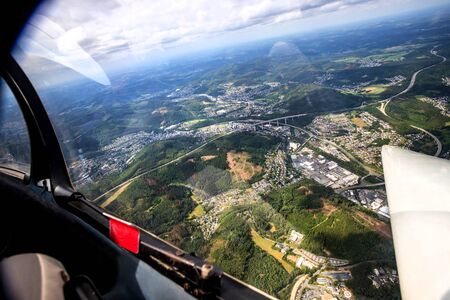inside a sail plane side window view