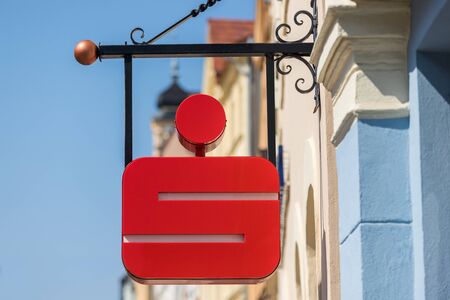 cottbus, brandenburg/germany - 25 08 19: sparkasse banking sign in cottbus germanyのeditorial素材