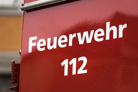 german fire fighter sign on a fire fighter truck