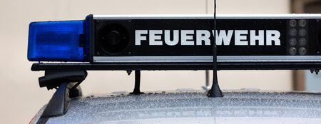 german fire fighter sign on a fire fighter truck