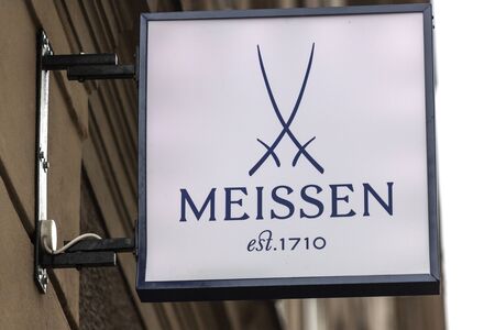 salzburg, salzburger land/austria - 09 10 19: meissen shop sign in salzburg austriaのeditorial素材