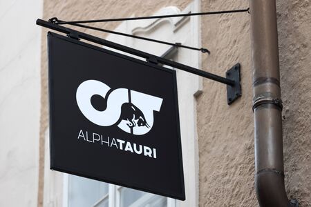salzburg, salzburger land/austria - 09 10 19: alphatauri sign on an building in salzburg austriaのeditorial素材