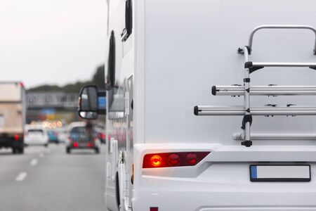 a camper on the highway