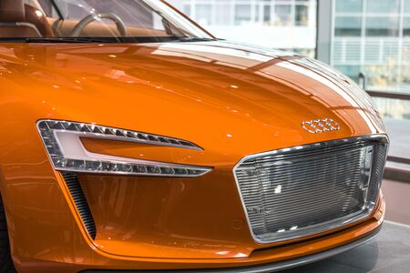 ingolstadt, bavaria/germany - 20 11 19: a modern audi e-tron car closeup in ingolstadt germanyのeditorial素材