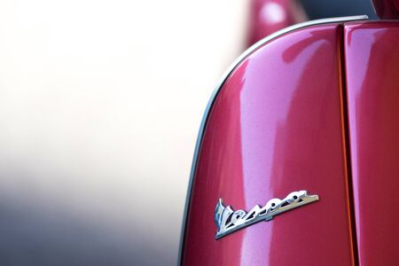 regensburg, bavaria/germany - 19 11 19: vespa sign in regensburg germanyのeditorial素材