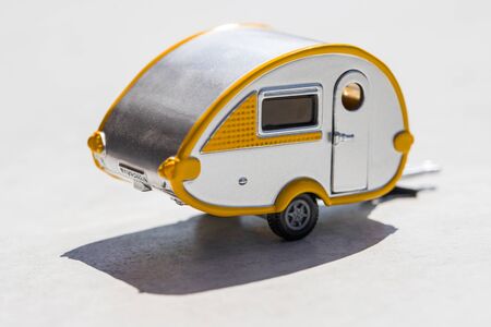 retro caravan miniature concept background