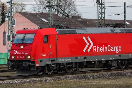 ingolstadt, bavaria/germany - 20 11 19: rhein cargo locomotive train near ingolstadt germanyのeditorial素材