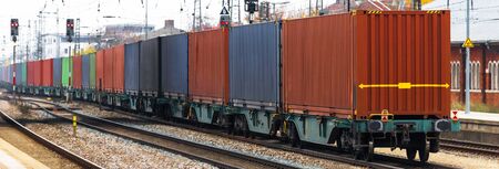 long container cargo train panorama