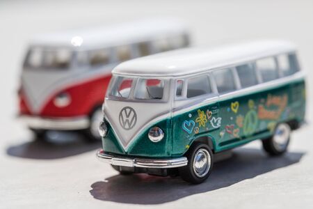 siegen, North Rhine-Westphalia/germany - 04 08 19: vw t1 bus miniature models in siegen germanyのeditorial素材
