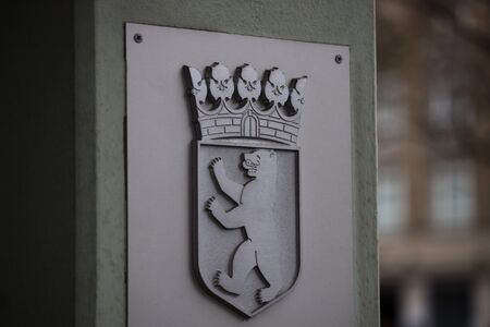 berlin city flag on a wallの写真素材