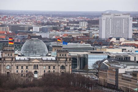 berlin citsycape germany in winter from aboveの写真素材