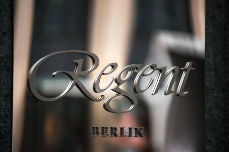 berlin, brandenburg/germany - 14 03 19: regent hotel sign in berlin germany