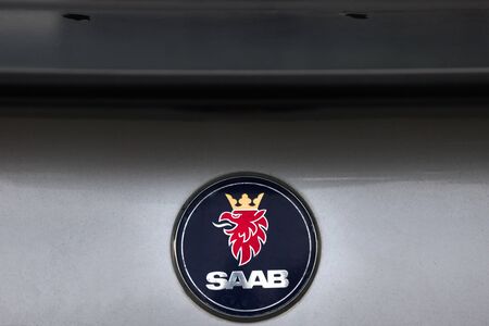 siegen, North Rhine-Westphalia/germany - 28 12 19: saab car logo near siegen germany
