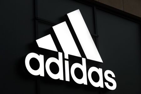 hamburg, hamburg/germany - 05 01 2020: adidas sign in hamburg germanyのeditorial素材