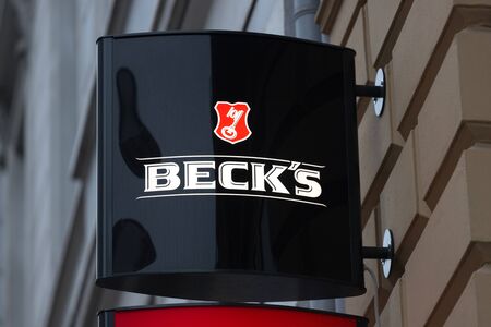 hamburg, hamburg/germany - 05 01 2020: becks beer sign in hamburg germanyのeditorial素材
