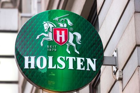 hamburg, hamburg/germany - 05 01 2020: holsten beer sign in hamburg germanyのeditorial素材