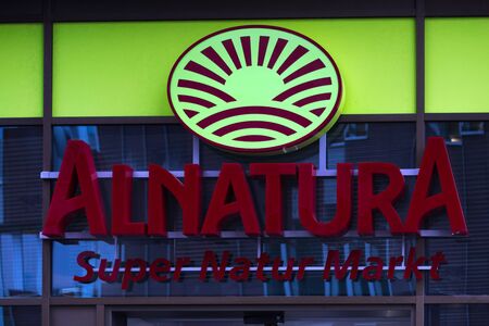 hamburg, hamburg/germany - 05 01 2020: alnatura shop sign in hamburg germanyのeditorial素材