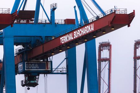 hamburg, hamburg/germany - 04 01 2020: burchardkai container terminal hamburg germany