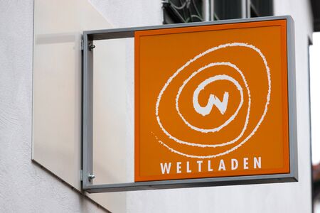 bad hersfeld, hesse/germany - 18 11 2019: weltladen store sign n in bad hersfeld germanyのeditorial素材