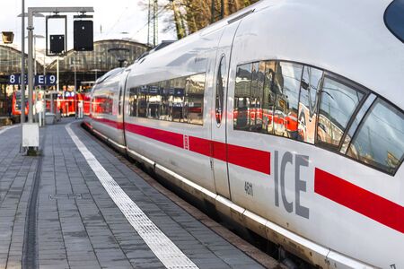 aachen, North Rhine-Westphalia/germany - 18 01 2020: ice train at aachen central station in germanyのeditorial素材