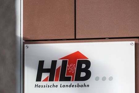 giessen, hesse/germany - 20 01 2020: hlb train company sign in giessen germanyのeditorial素材