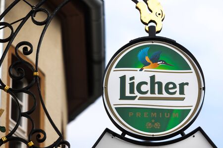 giessen, hesse/germany - 20 01 2020: licher beer sign in giessen germanyのeditorial素材